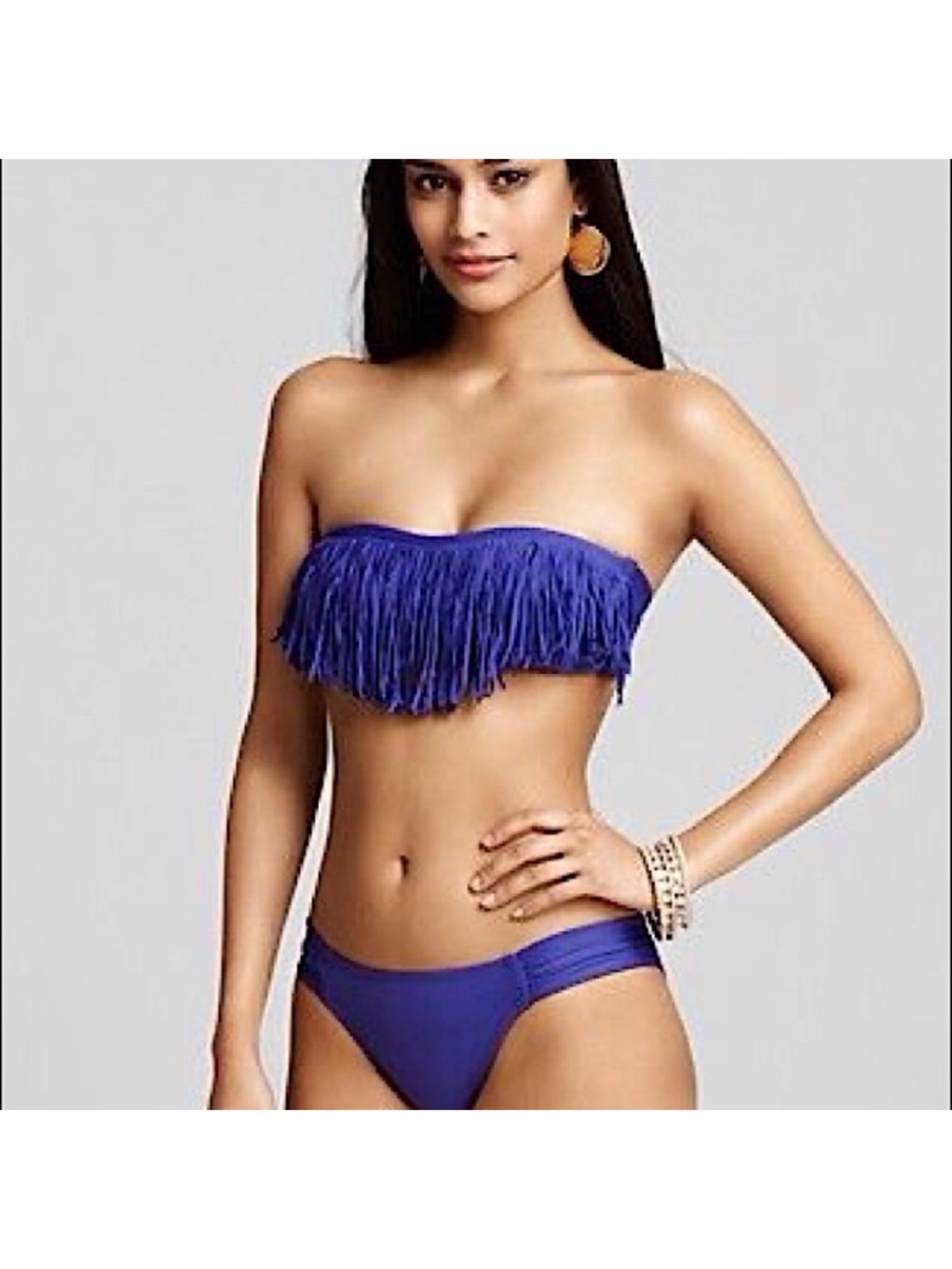 l*space Purple Fringe Bandeau Bikini Set